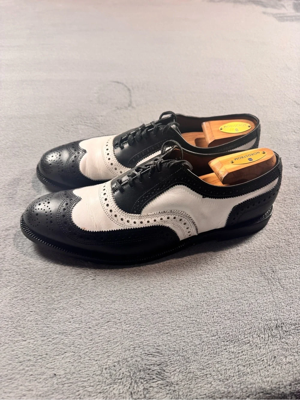 Allen Edmonds Broadstreet Two-Tone Black and White Spectator Wingtip Oxfords
